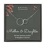 EFYTAL Mother Daughter Necklace - Sterling Silver Two Interlocking Infinity Double Circles, Mothers Day Jewelry Birthday Gift