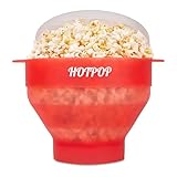 The Original Hotpop Microwave Popcorn Popper, Silicone Popcorn Maker, Collapsible Bowl BPA-Free and Dishwasher Safe- 20 Colors Available (Transparent Red)