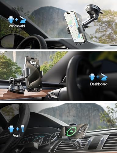 LISEN 3-in-1 Car Phone Mount w/ Extendable Arm (Dashboard, Windshield or Air Vent) - image 2