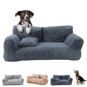 BEAUTYLAST Revuera Canapé-lit apaisant pour animal de compagnie – Lit en peluche moelleuse lavable pour chiot et chat – Pour animaux de compagnie et grands chiens et chats (45 x 38 x 22 cm, gris