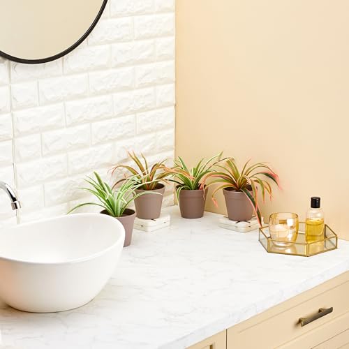 Image of amazon basics Artificial Plants with Pot| Dragon Grass| Lifelike Appearance | Durable Plastic | No Maintenance | Home Decor | Dimensions: 10 cm X 23 cm (Pack of 4)