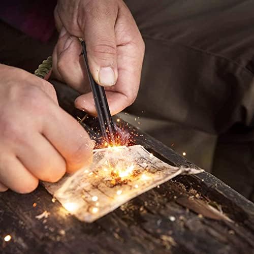 Survival Fire Steel, Flint Striker Steel Fire Starter Kit, Magnesium Ferrocium Rod Firesteel with Scale Scraper & Whistle, Outdoor Emergency Survival Tool for Travelling Camping Hiking