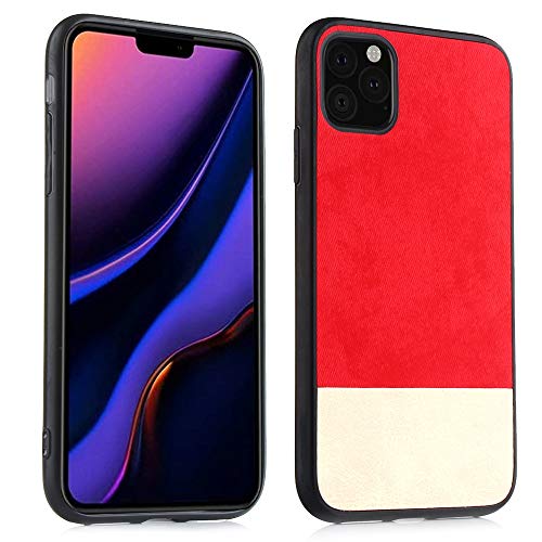 Coque iPhone 11 Pro antichoc rouge en similicuir denim et TPU protection intégrale durable