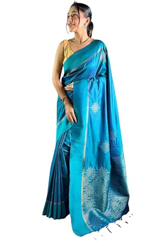 Image of SGF11 Women's Kanjivaram Pure Soft Silk Saree With Unstiched Blouse Piece