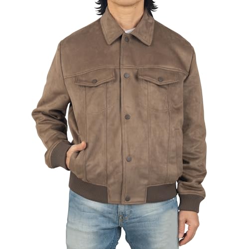 Manteau softshell léger Alpine Swiss Blake veste homme en daim végétalien ajustée 5 poches