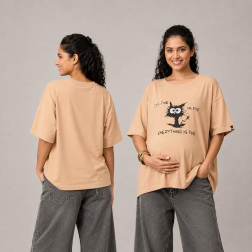Image of The Mom Store Mom T-Shirt | Cotton | Pre and Post Pregnancy | Quirky Statements | Comfortable | Oversized