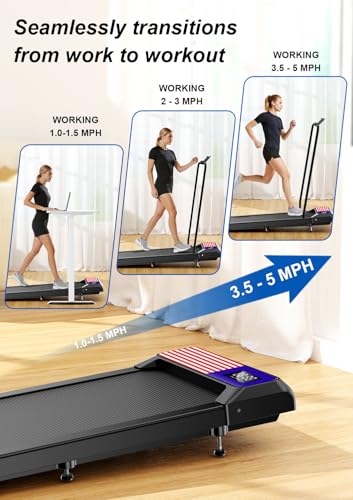 Image of Walking Treadmill Pad with Handle Bar, Portable Treadmills with Incline for Home and Office, 270lbs Capacity Under Desk Treadmill with 2.5HP Remote Control, LED Display