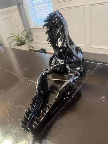 JOTNBOBO Dinosaurier-Schädel-Statue, Dinosaurier-Skulpturen Halterung Tyrannosaurus Schädel Replik Dekoration Schädel Knochen Harz Replik mit Halterung für Home Office Decor Regal Display