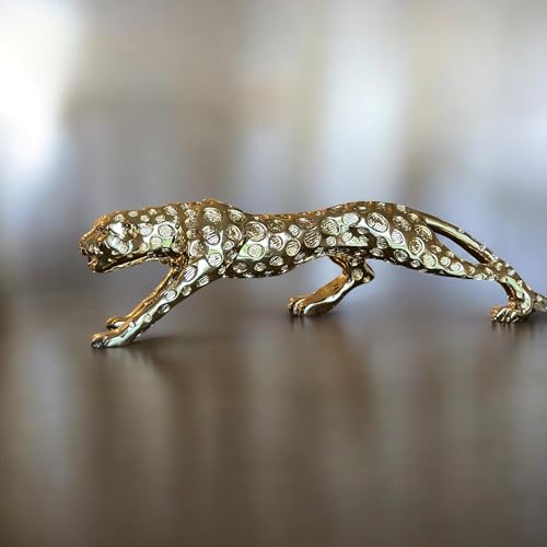 Estatua de Jaguar Dorado 20" en Resina miniatura 6