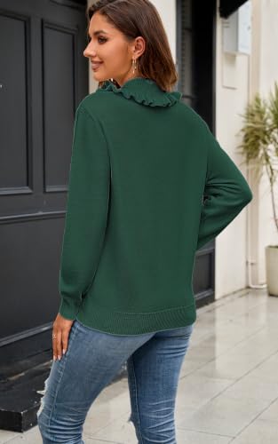 CCTOO Womens Fall Sweaters: Peter Pan Collar Cute Long Sleeve Button Knit Casual Pullover Tops G S Green - image 3