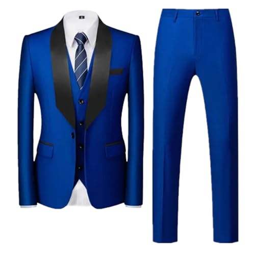 Men Soild Formal Wedding 3 Piece Black Blue Dark Fashion Simple Business Social Tuxedo Set