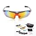 WOLFBIKE POLARIZE Sports Cycling Sunglasses with 5 Set Interchangeable Lenses Black Frame