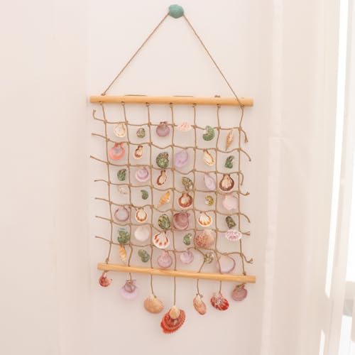 Tenture murale en coquillages rideau artisanal réutilisable et durable - 8