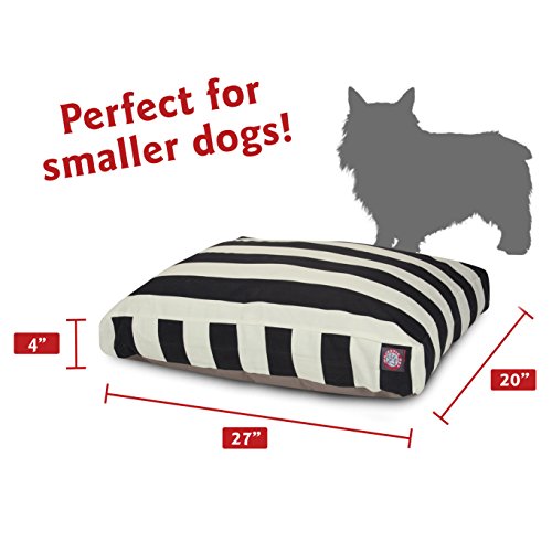 Black Vertical Stripe Small Rectangle Indoor Outdoor Pet Dog Bed With Removable Washable Cover By Majestic Pet Products #TOP2