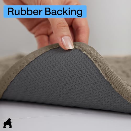 Image of Gorilla Grip Original Indoor Durable Chenille Doormat, 48x30, Absorbent Washable Inside Mats, Low-Profile Rug Doormats for Entry, Mud Room Mat, Back Door, High Traffic Areas, Cappuccino