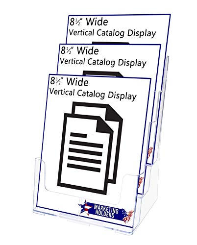 Brochure Holder Hanging or Countertop Display for 4" Trifolds or 8.5" Magazines Clear Multi Slot Display for Graphic Images in Offices Reception Areas and Restaurants by Marketing Holders