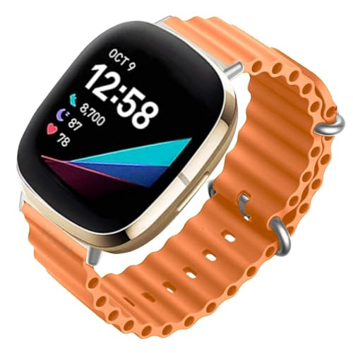 Image of YODI Watch Band Compatible with Fitbit Versa 4 / Fit bit Versa 3 / Fitbit Sense /Sense 2 Band, Soft Replacement Silicone Wristband for Women Flexible Waterproof Sport Watch Strap for Men Large