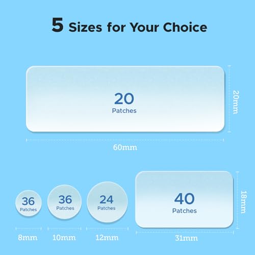 LitBear Large Pimple Patches, 5 Sizes 156 Patches Big Acne Patch, 60 XL Hydrocolloid Patch for Full Face, Forehead, Chin, Nose, Body, Back, Neck & Chest, Stirp, Square Large Hydrocolloid Bandages
