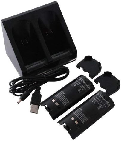 OSTENT Charger Dock Station + 2 Battery Packs for Nintendo Wii Remote Controller Color Black