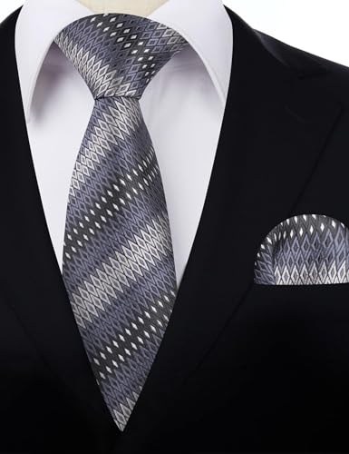 Image of Alizeal Mens 3.15'' Gradient Novelty Pattern Tie Set with Pocket Square Casual Color Tie Set