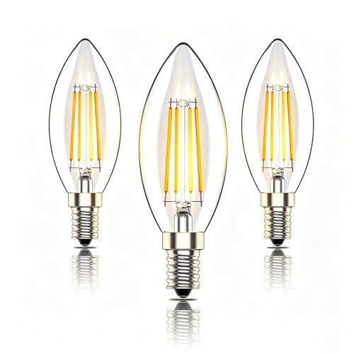 Image of E14 Dimmable Led Candle Bulb,SES Filament Small Edison Screw Light Bulbs,4w 40W Equivalent, Warm White 2700K, 400lm (3, Warm White)