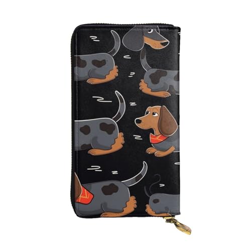 I Love My Dog Dachshunds Wallet for Men Women Long Purse Leather Clutch Large Business Handbag Travel Phone Holder Credit Card Holder Money Case with Zipper Leather Wallets Gift