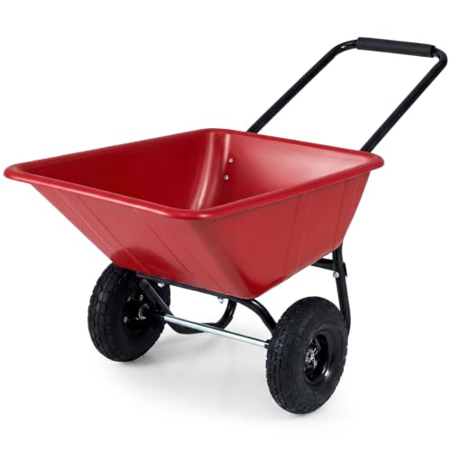 Image of Goplus 2 Wheel Wheelbarrow, 330 LBS Utility Garden Cart (Red)