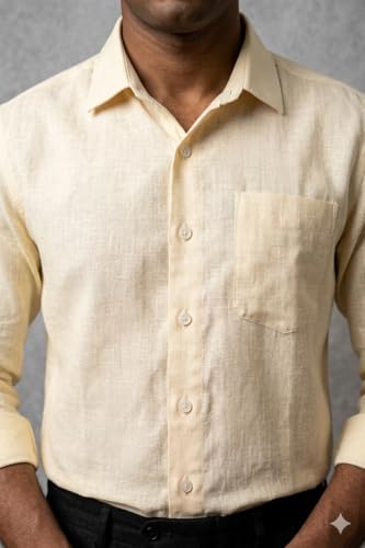 Image of Men's Linen Blend Shirt | Breathable Summer Shirt for Men | Full Sleeve Casual | Classic Fit Solid | Lightweight Comfortable | Summer Classics Collection