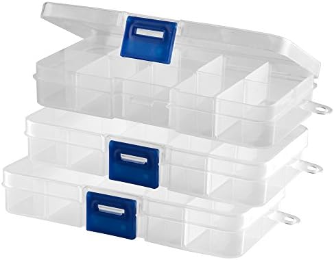 Oulesvte Lot De 2 Boîtes De Rangement Plastique 15 Compartiments Transparents Ajustables