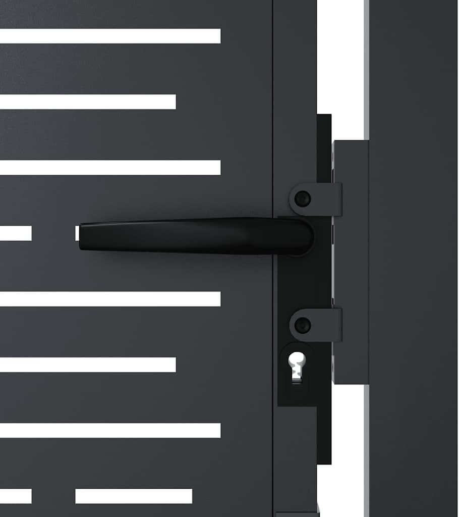 Anthracite Galvanized Steel Garden Gate, 39.4x59.1 Outdoor Square Design, Powder Coated Metal Entryway for Yard, Patio, Fence, Secure Lockable System