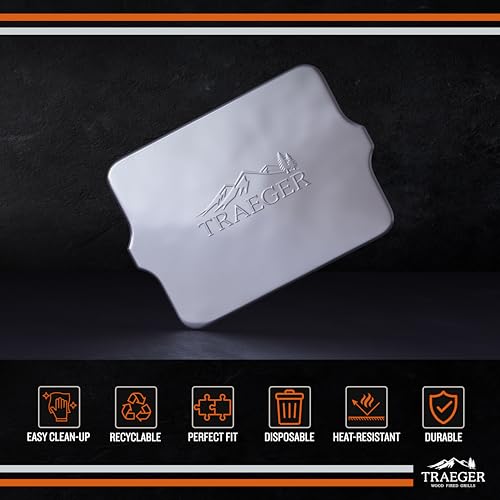 image for Traeger Grills BAC507 5-Pack Aluminum Drip Tray Liners – Disposable,