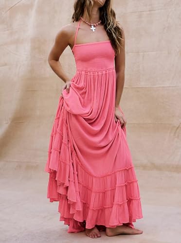 Image of R.Vivimos Womens Summer Boho Sexy Backless Long Dresses