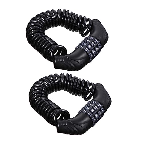 HEMOTON 2Pcs Portable Theft Bike Lock Password Protected Steel Wire Cable Lock for Bicycles Durable for Helmets and Security Needs