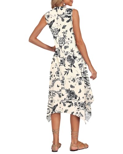 Image of AUSELILY Summer Dresses for Women 2026 Casual Sleeveless Sundress Asymmetrical Hem Tank Midi Dress with Pockets