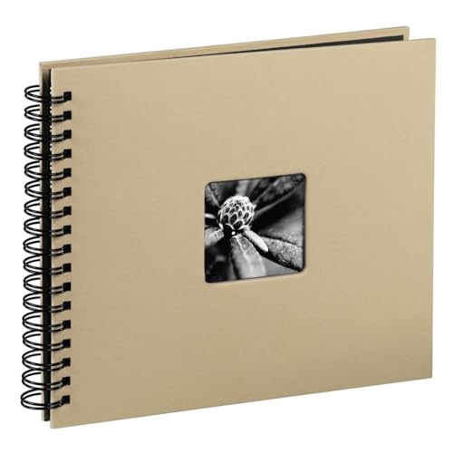 Hama Fotoalbum Jumbo 36x32 cm (Spiral-Album mit 50 schwarzen Seiten, Fotobuch mit Pergamin-Trennblättern, Album zum Einkleben und Selbstgestalten) beige