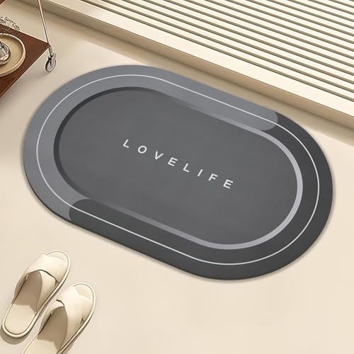 Bath Mat, Non Slip Bathroom Mat, Absorbent Shower Mat, Quick Dry Bath Rugs, 40x60cm Oval Bath Mat for Bathroom, Anti Mould Bath Mats for Bathroom Floor