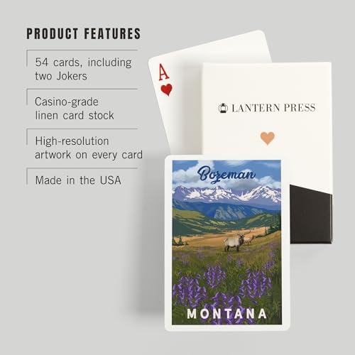 Baraja de cartas Bozeman Montana Elk y Flores poker miniatura 3