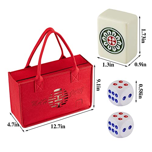 Yiniuren Chinese Mahjong Game Set 1.8" Large 144 Numbered Melamine Tiles/English Instruction,Ivory Color Complete Mah-Jongg Set (Majiang, Maj Jongg, Ma Jong) #TOP1