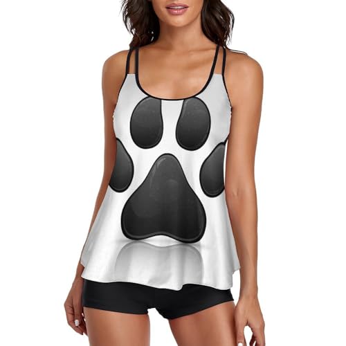 Maillot de bain tankini deux pièces avec short de garçon et robe imprimée