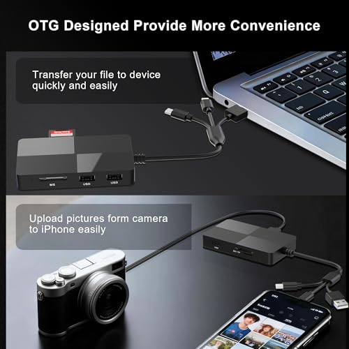 8-in-1 Memory Card Reader with 3 USB Ports, Lightning/USB-C/USB-A Adapter for iPhone/Android/PC/Mac, Supports SD/TF/MS/CF/XD Card & OTG for Photo/Video Transfer - Thumbnail 7