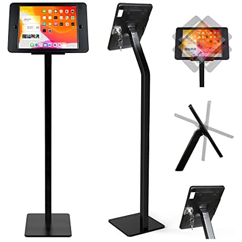 CarrieCathy Anti-Theft Security Kiosk POS Floor Stand Holder Enclosure for 10.2" 2021 iPad 9th Gen 2020 iPad 8th Gen 2020 iPad 8th Gen 2019 iPad 7th Gen, Flip & 360° Swivel Design Cover