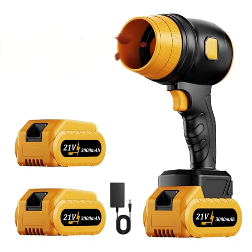 Soffiatore a Batteria, Mini Soffiatore per Foglie con Turbocompressore, Soffiatore Ultraleggero e Ultrapotente con 2 Batterie da 3000 mAh, 250000RPM per Giardino Garage Neve Fogliame