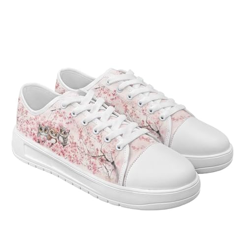 Cherry Blossoms Canvas Shoes for Women Classic Low Top Sneakers Fashion Slip on Work Shoes for Daily Walks