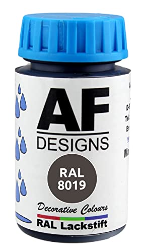 Alex Flittner Designs Barniz RAL 8019 gris marrón satinado 50 ml madera metal muebles baño barniz retoque pintura de recompatible conción