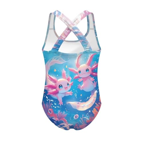 Image of Girls One Piece Swimsuits Summer Quick Dry Crewneck Beach Bathing Suit Cross Shoulder Strap Swimwear 5-14 Years
