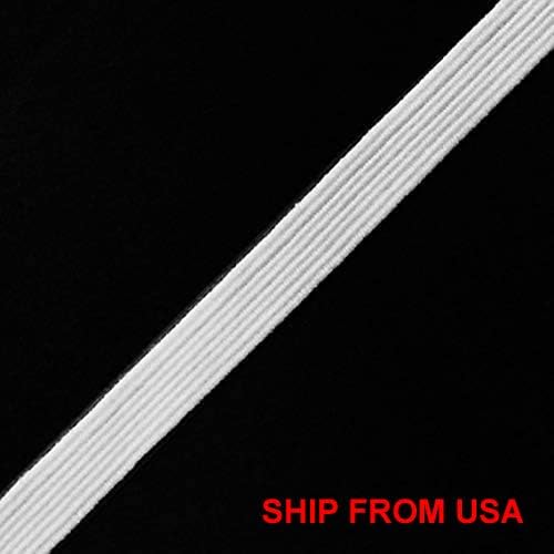 Trim Joyce 3/8" (10mm) Elastic Stretch Flat Band, Mask Band by 5-Yards, SP-2715 (White)