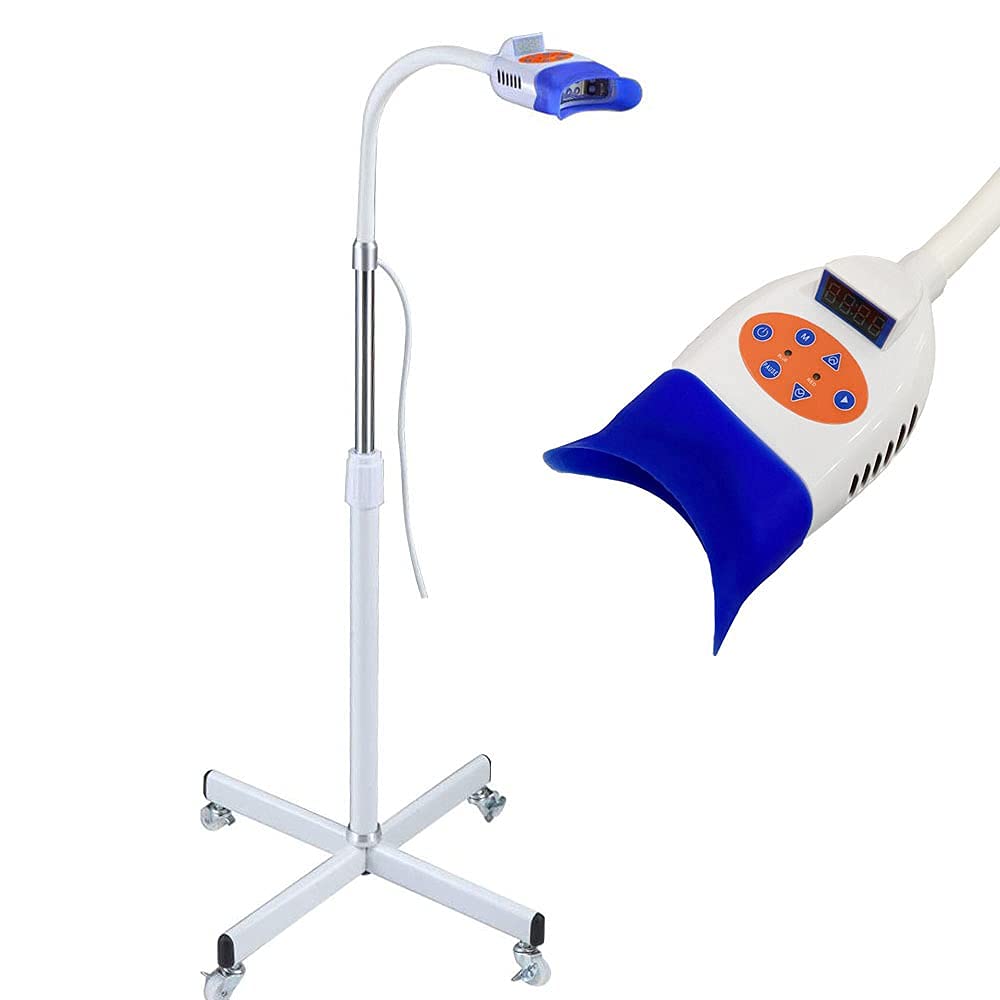 Teeth Whitening Lamp 36W Floor Stand Type Dental Cold Teeth Bleaching Machine for Clinic and Beauty Accelerator Bleaching System with 10pcs LED Blue Light Blue/Red Light 2 Colors