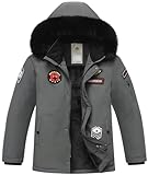 MOERDENG Boys Winter Coat Heavyweight Fleece Lined Waterproof Down Parka Jacket with Detachable Fur Hood