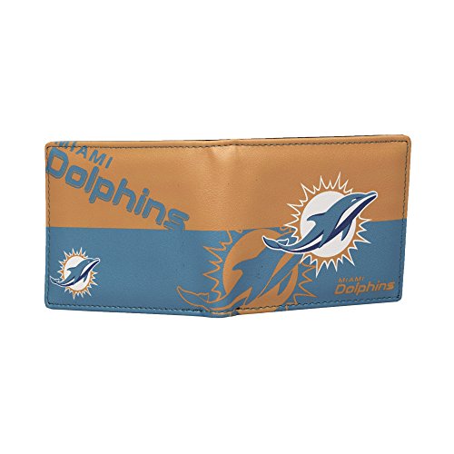 Image of Littlearth NFL Miami Dolphins Bi-Fold Wallet, Team Color, 4 inch x 5 inch x 1 inch