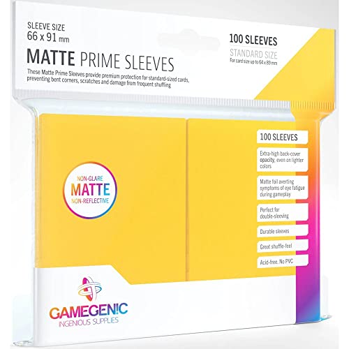 Gamegenic, Matte Prime SleevesCard Deck Holde, Yellow, 100 Pack